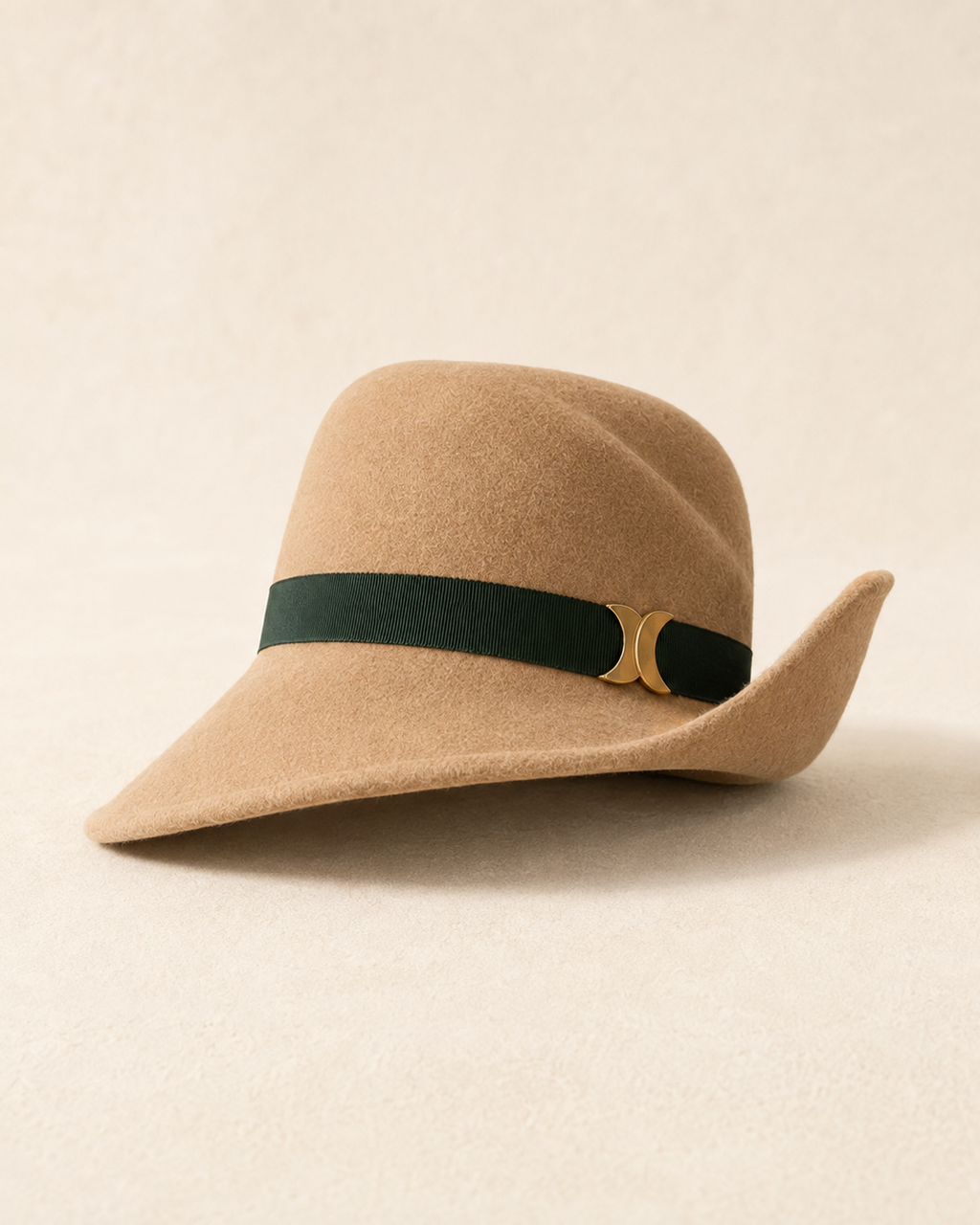 Lunara Fold Women’s Wool Felt Cloche Hat – Camel Beige