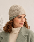 Nivelle Drift Women’s Merino-Blend Ribbed Beanie – Oatmeal & Sage