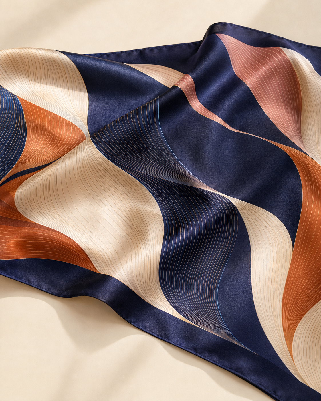 Aurelia Current Satin Scarf – Midnight Navy