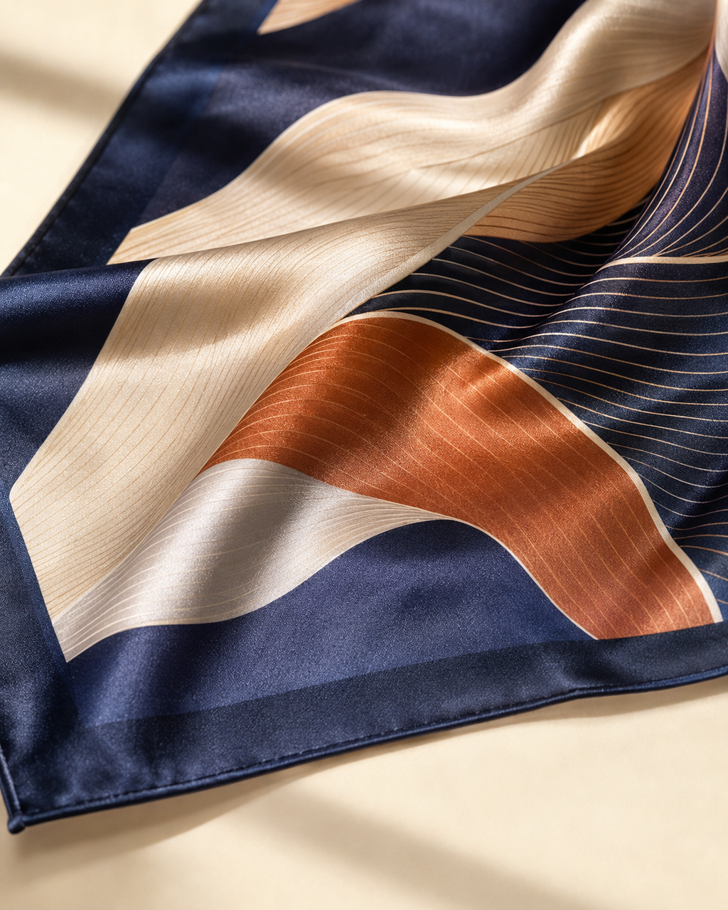 Aurelia Current Satin Scarf – Midnight Navy