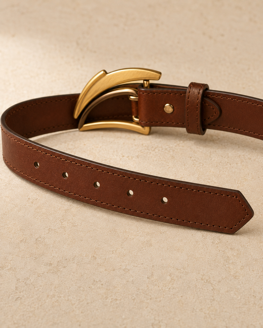 Aureline Arc Leather Belt – Chestnut Brown