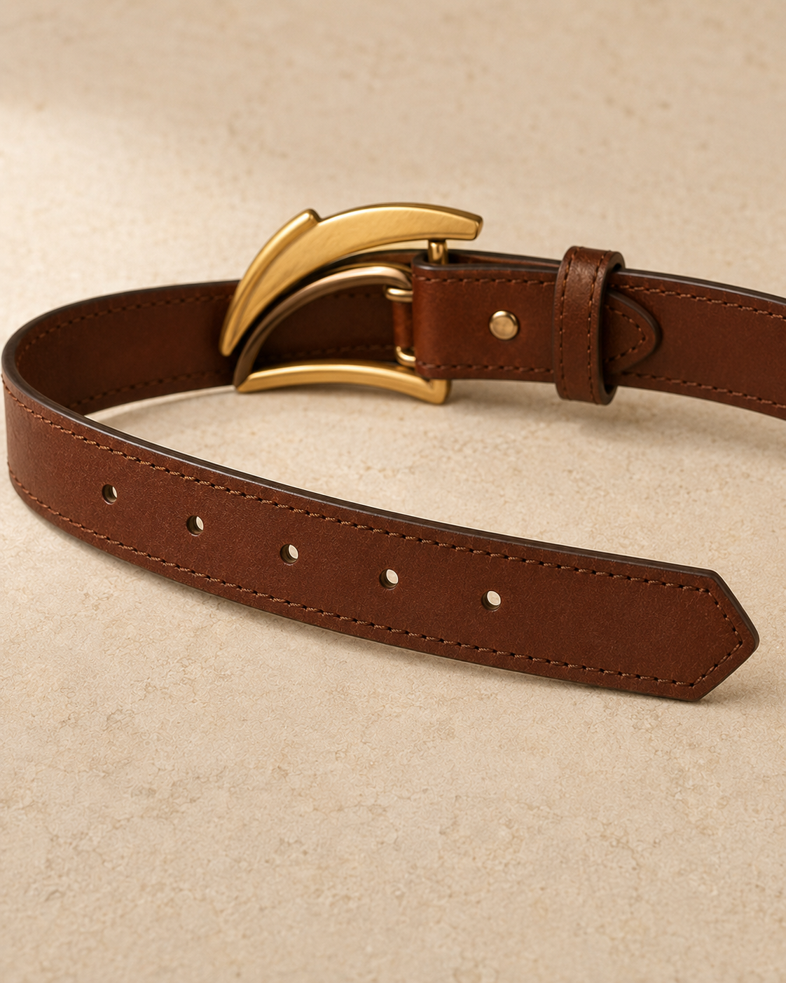 Aureline Arc Leather Belt – Chestnut Brown