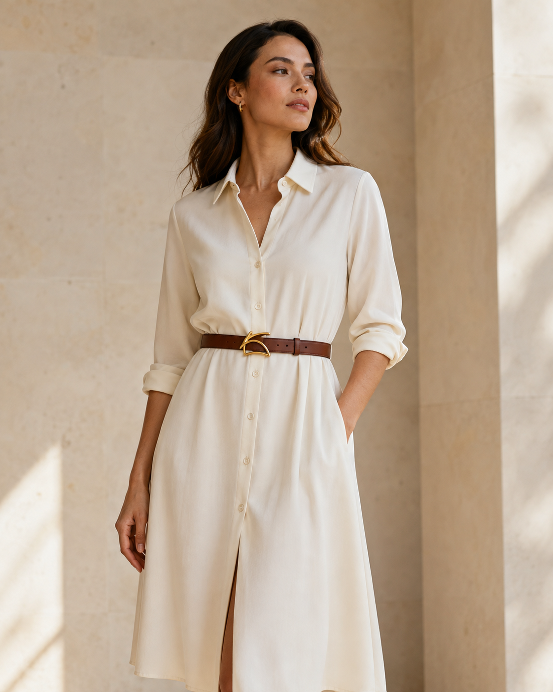 Aureline Arc Leather Belt – Chestnut Brown