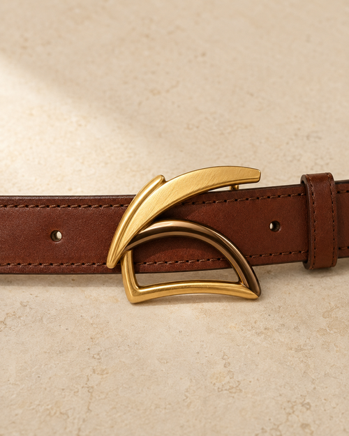 Aureline Arc Leather Belt – Chestnut Brown