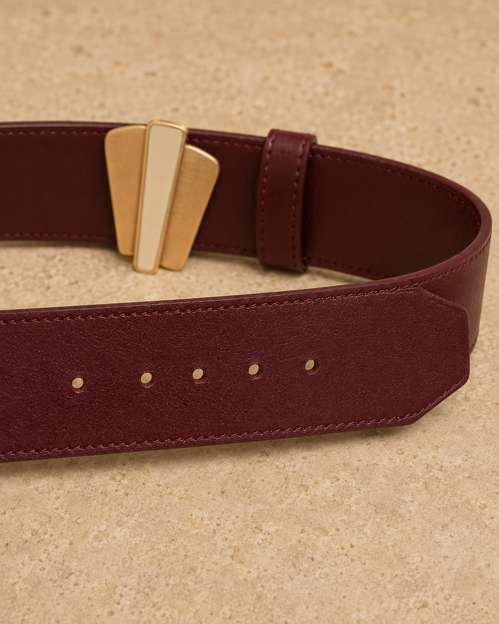 Maris Fan Wide Leather Belt – Oxblood Burgundy