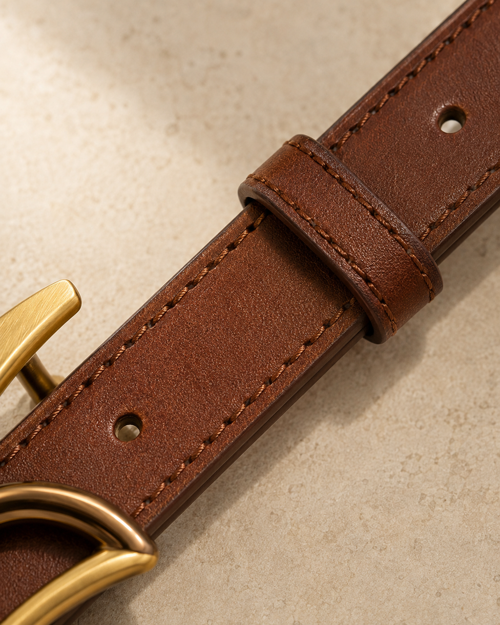 Aureline Arc Leather Belt – Chestnut Brown