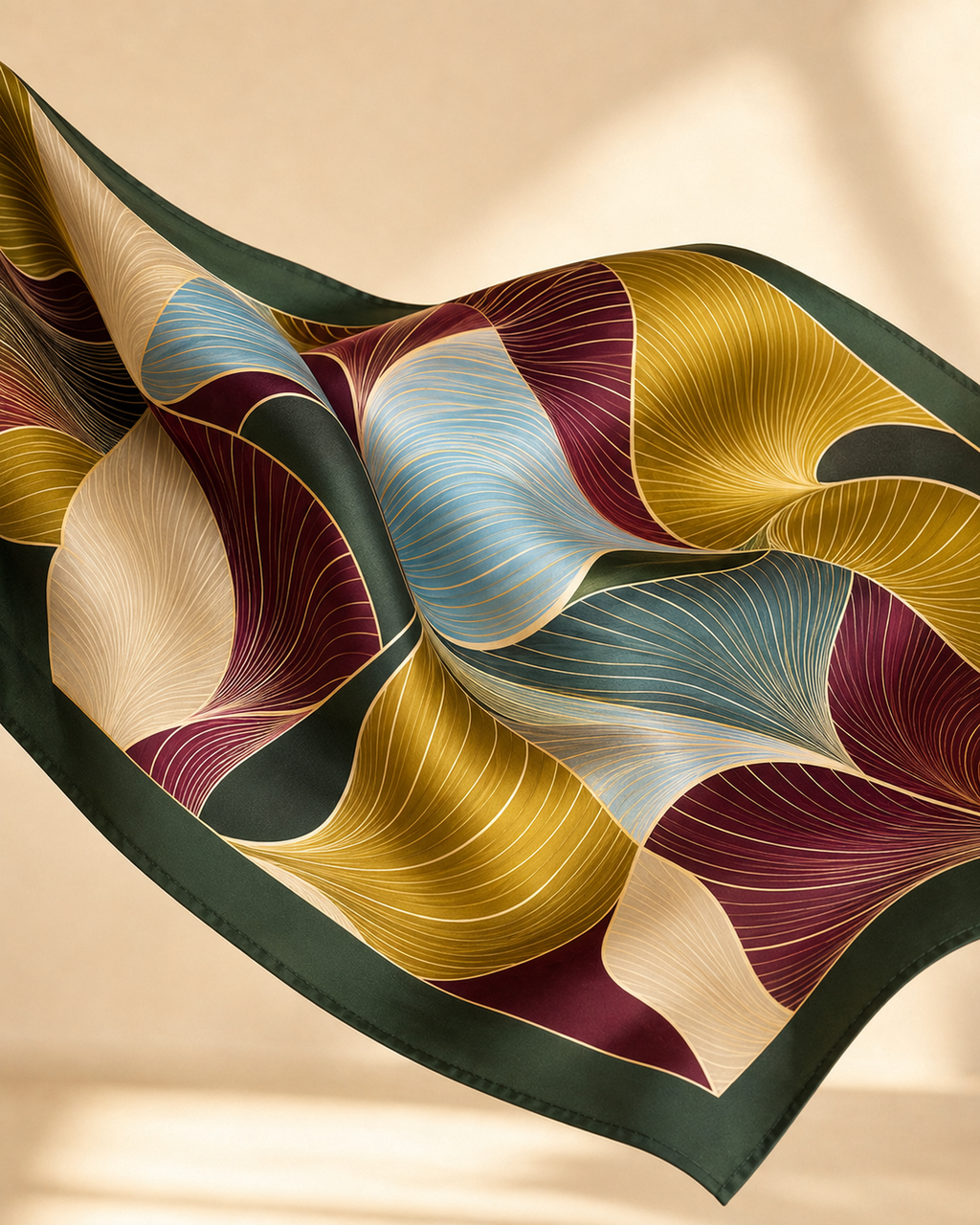 Luminous Canopy Satin Scarf – Forest Green