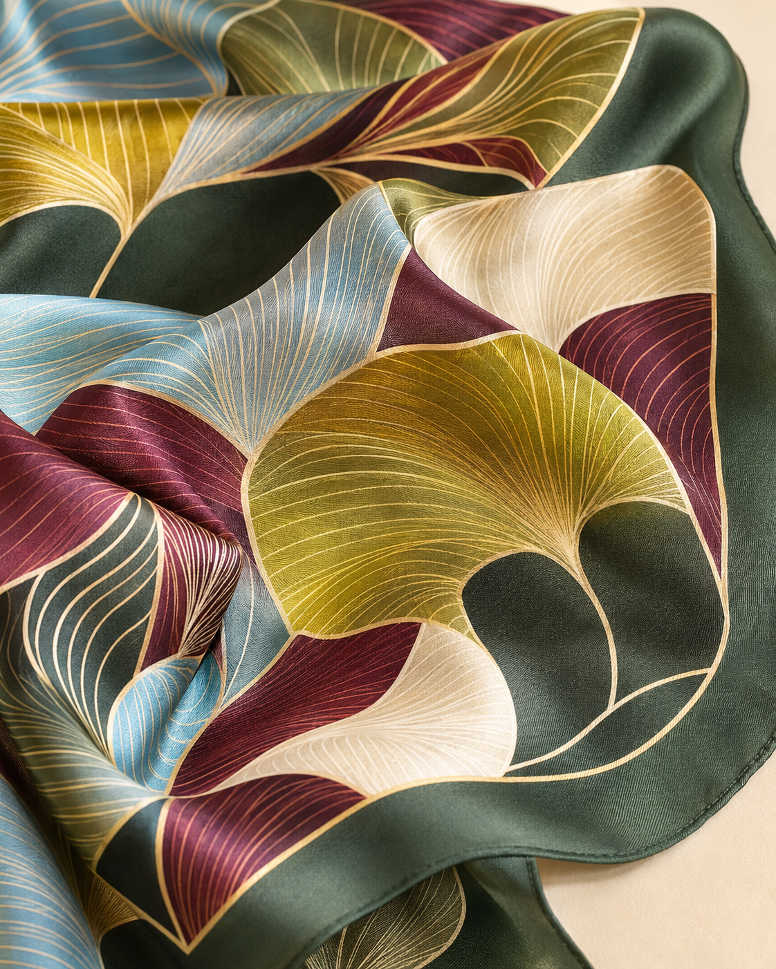 Luminous Canopy Satin Scarf – Forest Green