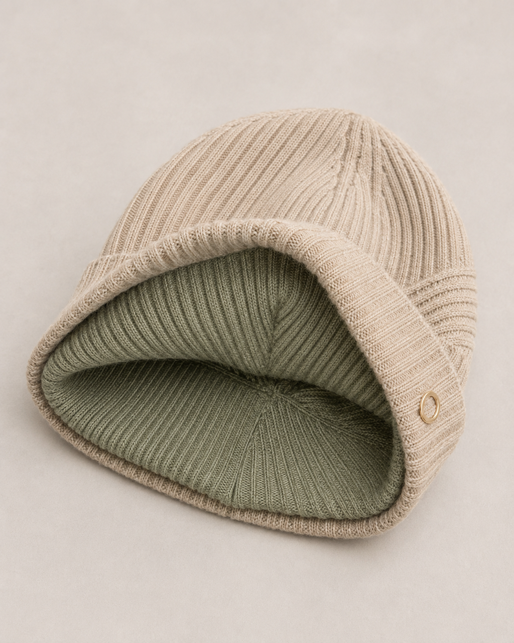 Nivelle Drift Women’s Merino-Blend Ribbed Beanie – Oatmeal & Sage