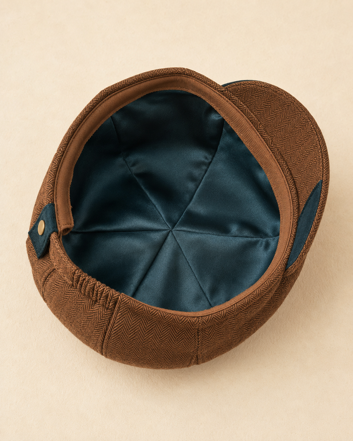 Maren Fold Women’s Herringbone Newsboy Cap – Cinnamon Brown