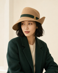 Lunara Fold Women’s Wool Felt Cloche Hat – Camel Beige